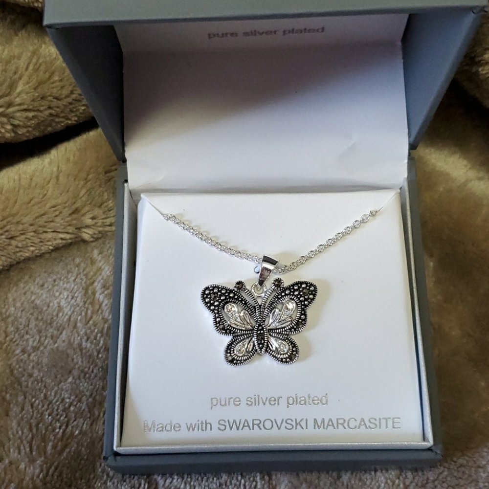 Butterfly Necklace Swarovski Marcasite Brand new